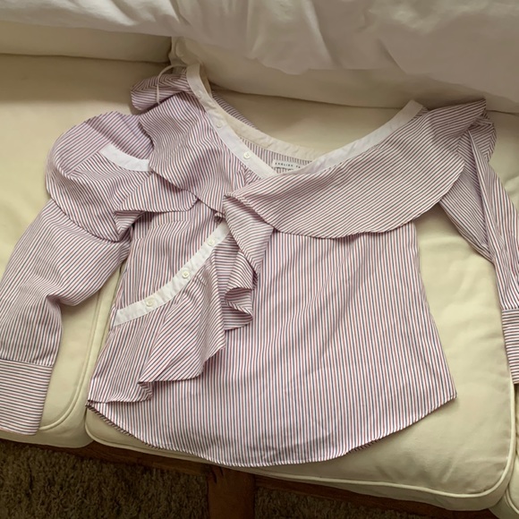 English factory button down ruffle shirt - Picture 1 of 9